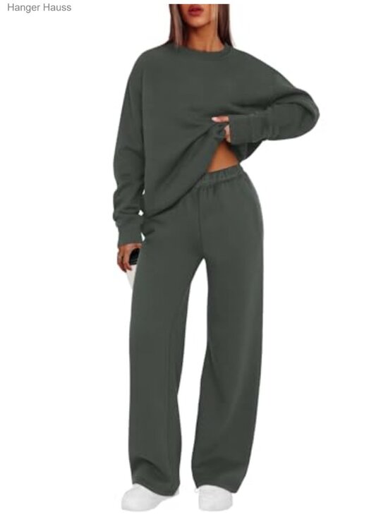 Pants - Women's 2 Piece Sweatsuit Set Lounge Outfit Crewneck Track Suit Lightweight